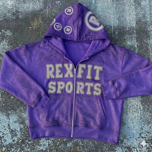 เสื้อมีฮู้ดสไตล์วินเทจสำหรับผู้ชายเสื้อแนวสตรีทผ้าคอตตอนหนาแบบเย็บปักลาย - Product Image 4