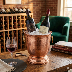 Cubo de Hielo de Cobre Martillado a Mano con Asas de Latón - Enfriador de Vino Decorativo Premium y Florero para Decoración del Hogar y Eventos - Product Image 3