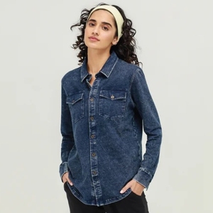 Camisas de mezclilla para mujer, totalmente personalizables, estilo urbano, 360g, 100% algodón, tela transpirable de secado rápido, alta calidad, color personalizable - Product Image 5