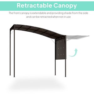 Pergola in Alluminio da Esterno 3x2,4m con Porte e Finestre, Gazebo da Giardino per Camper, Terrazza, Colore Marrone - Product Image 4