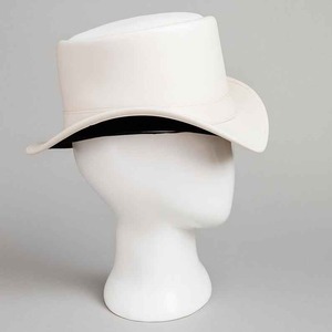 High Quality Custom Handmade White Full-Grain Leather <b>Steampunk</b> Top <b>Hat</b> Curved Brim Gothic Victorian <b>Hat</b> - Product Image 3