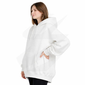 Vente en gros Sweat à capuche pour femme oversize, effet vieilli, 500 g/m², 100 % coton molletonné, streetwear décontracté, épaules tombantes, grammage lourd - Product Image 2