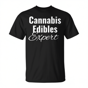 Camiseta Cannabis Edibles Expert Negra Unisex para Adultos con Cuello Redondo y Manga Corta Promocional - Product Image 2