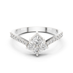 14K Gold Stunning Princess Cut Four <b>Stone</b> Accent Diamond Ring - Product Image 2