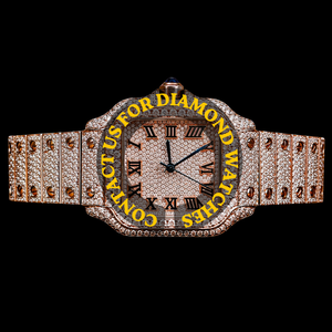 Reloj de Pulsera Personalizable con Caja Cuadrada, Completamente Adornado con Diamantes de Moissanita, Movimiento de Cuarzo, Estilo Hip Hop, Moda, Negocios, Calidad Estándar - Product Image 1