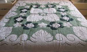 Designer <b>Handmade</b> Classy And Trendy Hawaiian <b>Quilts</b> In 100% Cotton Embroidery Work <b>Quilts</b> For Home, Hotel Bedding Decor - Product Image 4