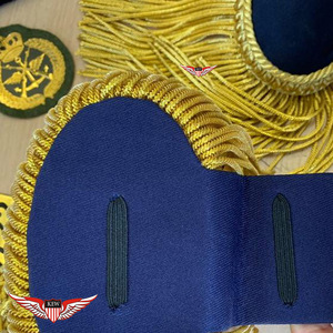 Epaulettes Bordadas Azul Marino con Flecos Dorados para Uniformes de Banda de Marcha, con Hilo de Oro y Flecos de Mylar - Product Image 3
