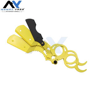 Rasoir à lame droite simple pour hommes, rasoir de barbier professionnel, couteau à raser pour salon et usage domestique, jaune citron - Product Image 4