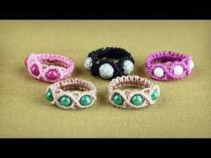 Anillos de Macramé Hechos a Mano con Cuentas, Anillos Ajustables de Estilo Bohemio Étnico, Joyería de Hilo Colorida para Mujer, Venta al Por Mayor - Product Image 3