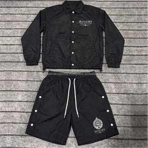 Conjunto Deportivo de 2 Piezas, Chaqueta Cortavientos con Cierre y Pantalones Cortos, Estilo Casual Holgado para Hombre, Personalizable OEM, de Nailon de Alta Calidad - Product Image 5