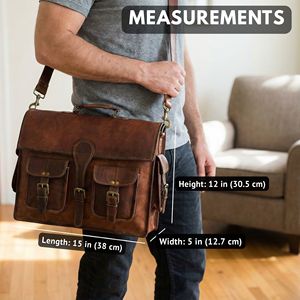 Maletín de Cuero Genuino Marrón Vintage de Alta Calidad para Hombre, Bolsa de Mensajero para Portátil - Product Image 5