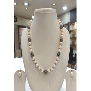 Classy Premium Quality Imitation Pearl <b>Long</b> Mala Pearls 1 Row Necklace <b>Earring</b> Set Women Girls Weddings Engagements - Product Image 1