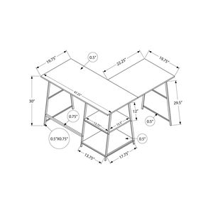 Scrivania per Computer Contemporanea da 48 Pollici in Metallo Bianco e Laminato Bianco, Postazione di Lavoro a L per Ufficio Domestico con Scaffali Angolari - Product Image 4