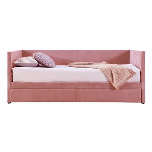 Daybed Twin Size rosa in velluto a coste con due cassetti e doghe in legno - Product Image 3