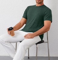 T-shirt en coton doux pour homme, col rond, manches courtes, coupe ajustée, respirant, écologique, en jersey uni, vente en gros