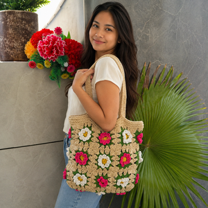 มาใหม่ล่าสุดฤดูร้อนชายหาดฟางกระเป๋าโบฮีเมียนโครเชต์Tote Handmadeผู้หญิงไหล่กระเป๋าหญ้าทะเลกระเป๋าสแควร์ - Product Image 3