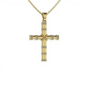Colgante de Cruz Cristiana de Plata de Ley 925 con Baño de Rodio y Oro, Adornado con Cristales de Imitación, Regalo Religioso para Mujer, Aniversario - Product Image 1