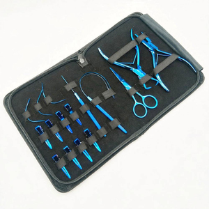Kit d'outils pour extensions de cheveux KINGIST CORPORATION, étui noir mat de luxe, acier inoxydable de qualité chirurgicale, noir nude, ensemble tout-en-un - Product Image 4