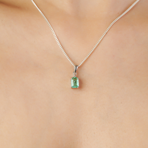 New Arrival Octagon Cut Natural <b>Emerald</b> & Diamond May Birthstone Fine <b>Pendant</b> Jewelry For Women's Everyday Wear - Product Image 2