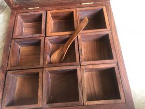 Wood Wooden masala unique spice wood <b>box</b> wood ethnic traditional Indian spice or jewellry holder India unique Gift for her/Gift - Product Image 3