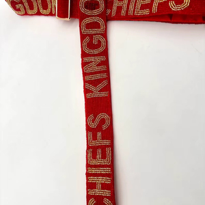 Sangle de sac bandoulière personnalisable avec perles et paillettes, sangle de sac perlée, sangle de sac pour le jour du match universitaire, noms personnalisés en perles - Product Image 1
