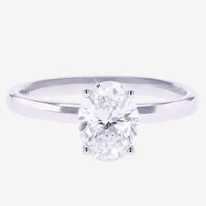 Bague de fiançailles solitaire pour femme en or blanc et jaune 14 carats avec diamant ovale de 1,00 carat cultivé en laboratoire - Product Image 3