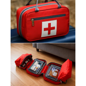 Portable emergency medical pouch with durable leather design for medicines bandages <b>tools</b> and first aid storage for sale - Product Image 5