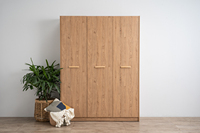 Armario SAMOS Espacioso de 3 Puertas Color Roble, Diseño Escandinavo Moderno, Barra para Colgar Ropa, 4 Estantes, Mueble para Dormitorio