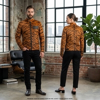 Veste en cuir véritable pour homme, motif tigre, en peau de vache véritable, style motard, col montant, coupe ajustée, vente en gros