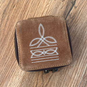 Tan Boot Stitch en cuir de daim véritable boîte à bijoux carrée bijoux occidentaux présentoir mallette de rangement femmes voyage Portable étui à bijoux - Product Image 3