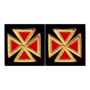 Écusson de manche de frak des Grands Chevaliers Templiers, broderie en fils métalliques à coudre, rouge et or, badges maçonniques personnalisés - Product Image 5