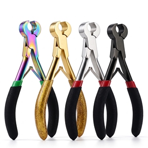 Cross Edge Corporation Commercial Stainless Steel Hair Extension Remover Pliers with Keratin Bond <b>Cutter</b> U-Tip Flat-Tip Cutting - Product Image 6