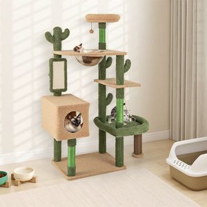 Centro Attività per Gatti Multilivello a Forma di Cactus da 59 Pollici, Albero per Gatti Premium con Doppio Tiragraffi e Giocattolo - Product Image 2