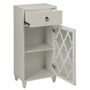 White Living Room Cabinet <b>Side</b> Table with Drawer and Door - Product Image 4