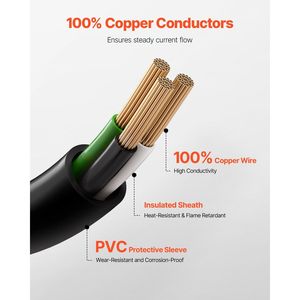 Cavo di alimentazione per asciugatrice da 3 metri, 3 poli NEMA 10-30P, 125/250V, 10AWG, 30A, connettori a occhiello 3C, rame puro - Product Image 3