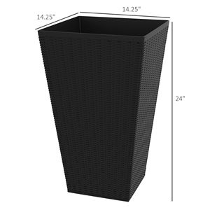 Set di 3 Fioriere in Plastica Stile Rattan Nero Altezza 24 Pollici Materiale PP Vaso per Fiori da Esterno con Fori di Drenaggio - Product Image 3