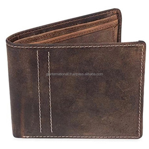 Cartera de cuero de vaca suave de dos tonos de gran capacidad de estilo Vintage para hombre, cierre abierto, monedero bordado corto, función RFID - Product Image 4