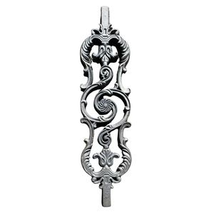 Balustre d'escalier en fer traditionnel, design orné à motifs en spirale, construction durable, garde-corps élégant, style architectural classique intemporel - Product Image 3