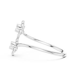 Anillo de Diamantes Cultivados en Laboratorio, Diseño Floral Minimalista, Oro Blanco Sólido de 18 Quilates con Baño de Rodio, para Mujer, Compromiso, Boda, Fiesta, Uso Diario - Product Image 3