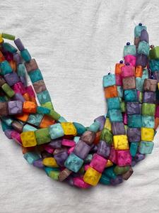 Cuentas de Resina Cuadradas de Color Caramelo Personalizadas |   Cubo Plano Marmoleado de 8mm 10mm |   Cuentas para la Cintura Marca FE, Suministros de Joyería DIY, Servicio de Muestras - Product Image 3