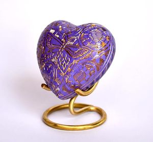 Premium Brass Heart Shape Memorial Cremation Keepsake <b>Urn</b> Ash Holder Crafted With Artistic Elegant Appearance - Product Image 2