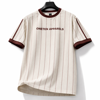 ONETEN APPARELS T-shirt décontracté pour homme, manches courtes, col rond, coupe classique, 85% coton 15% polyester, tricoté, logo imprimé sur le devant, séchage rapide
