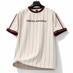 ONETEN APPARELS T-shirt décontracté pour homme, manches courtes, col rond, coupe classique, 100% coton jersey, logo imprimé sur le devant, respirant - Product Image 3