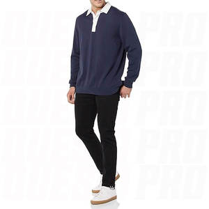 <b>Men's</b> Private Label Button Up Pullover Sports Jerseys Solid Pattern Regular Fit <b>Long</b> <b>Sleeve</b> <b>Men</b> <b>Polo</b> <b>Shirts</b> With Wholesale Price - Product Image 2