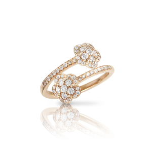 Anillo de Diamantes con Racimo de Flores Romántico, Oro Sólido de 18K, Chapado en Oro Rosa, Anillo de Compromiso para Mujer - Product Image 1