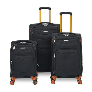 Polyester Luggage Set 3-Piece Black <b>with</b> 4 <b>Wheels</b> Fixed Casters Soft Handle Zipper Closure Lightweight Modern Design Unisex <b>Lock</b> - Product Image 1