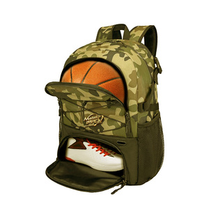 Large Capacity Camouflage Basketball Backpack With <b>Shoe</b> Compartment And Ball <b>Holder</b> For Outdoor Sports Training Gym Bag - Product Image 3