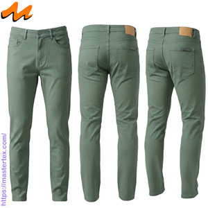 Pantalones Casuales de Corte Recto para Hombre MASTER TEXTILE, Color Sólido, Cintura Media, Tejido Twill Transpirable, Algodón/Spandex, Teñido en Prenda, con Botones - Product Image 4