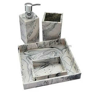 Juego de Accesorios de Baño de Resina Epoxi de Lujo Pintados a Mano, Organizador de Baño de 4 Piezas Hecho a Mano para Decoración Moderna del Hogar - Product Image 5