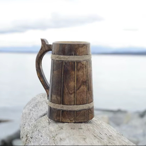 Durable Wooden Beer Mug with Classic Barrel Design Ideal for Cold <b>Drinks</b> Themed Events and Home <b>Bar</b> Collections - Product Image 1